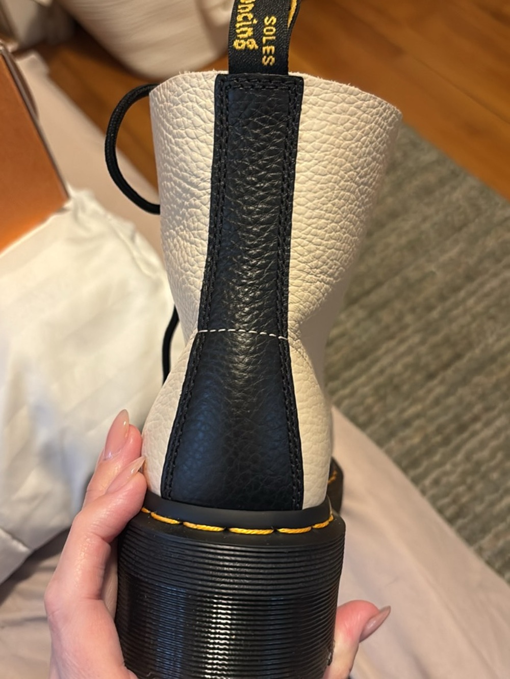 Dr. Martens Beige Leather Combat Boot - Picture 5 of 6